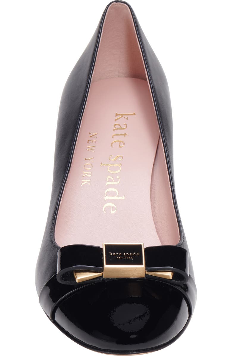 Kate Spade New York bowdie cap toe pump, Alternate, color, Black