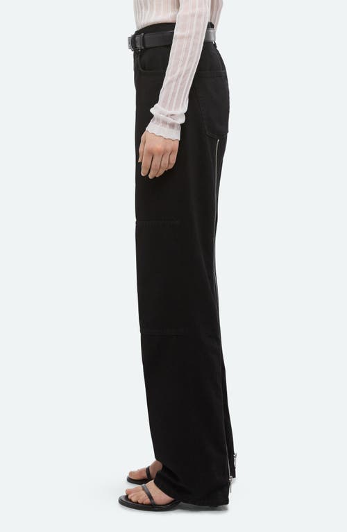 Helmut Lang Zipper Back Carpenter Jeans In Rinsed Black In Black