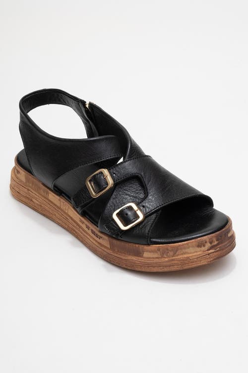 Forever & Always Shoes Levine Leather Buckled Side-zip Sandal In Black