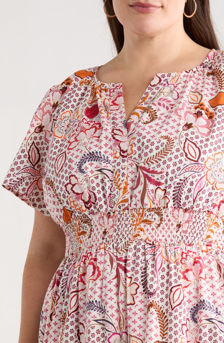 SUGARLIPS Hendry Floral Palmer Tiered Cotton Maxi Dress, Alternate, color, Cream-Mult