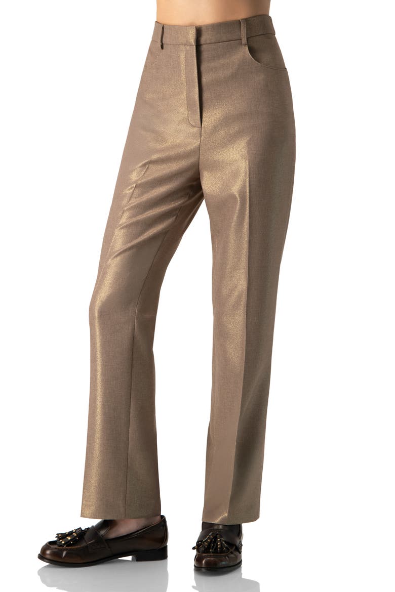 Sparkling Straight-Leg Pants with Pockets, Main, color, Brown