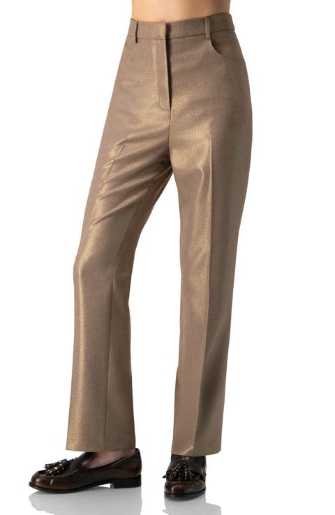 Sparkling Straight-Leg Pants with Pockets