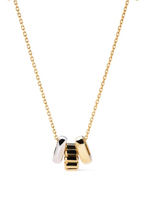 Gold Pendant Necklace - Two Tone Galaxy Necklace