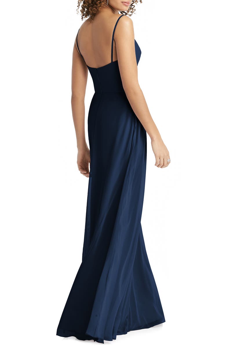 Social Bridesmaids Crossover V-Neck Chiffon Trumpet Gown, Alternate, color,
