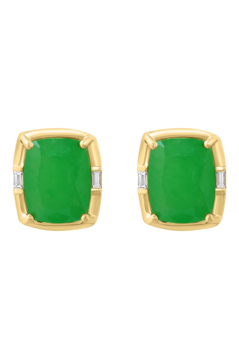 Diamond & Jade Stud Earrings, Main, color, GREEN