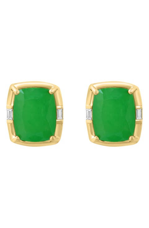 Diamond & Jade Stud Earrings