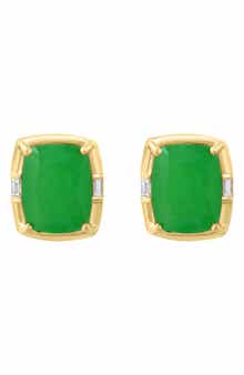 Diamond & Jade Stud Earrings