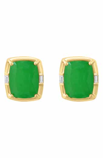 Diamond & Jade Stud Earrings