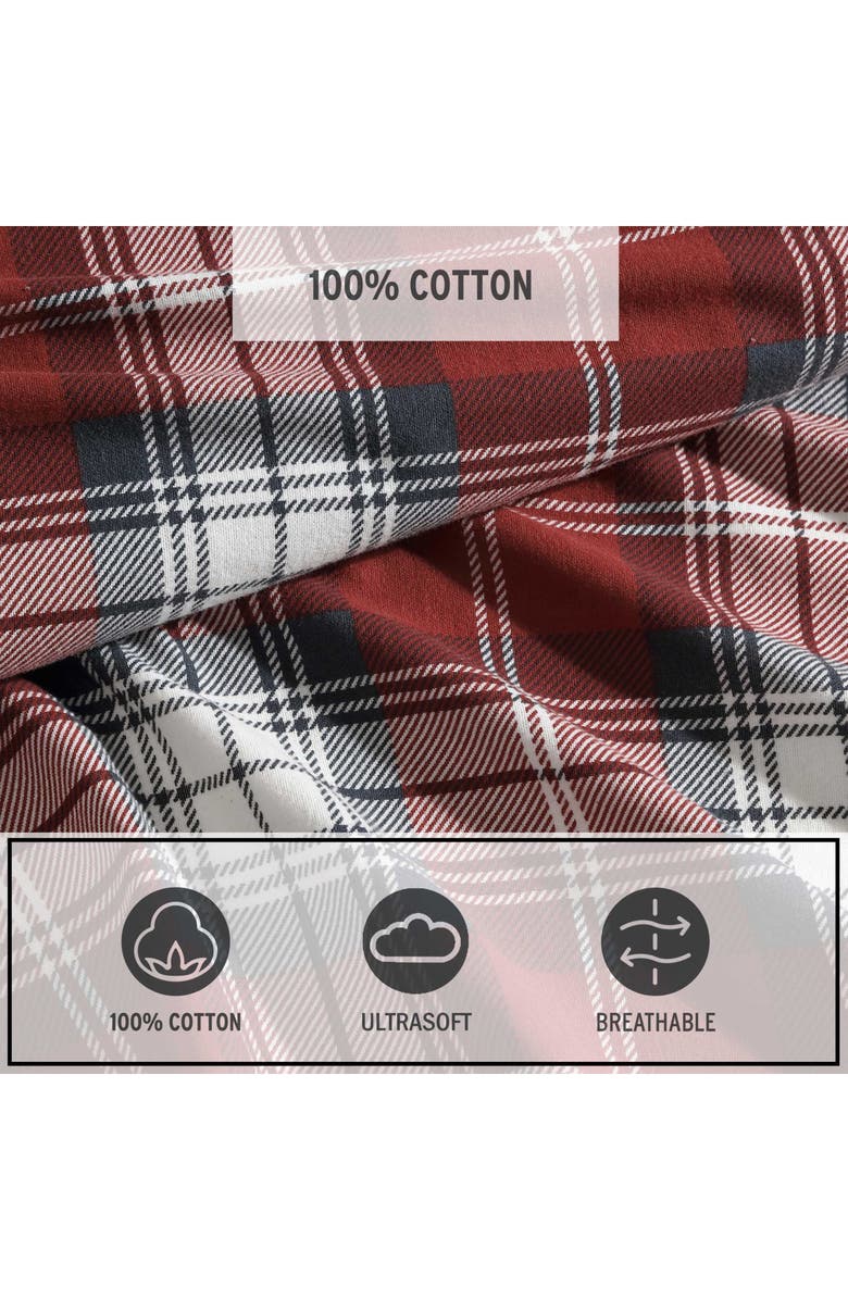 Eddie Bauer Heartland Plaid Print Flannel Sheet Set, Alternate, color, Medium / Dark Red