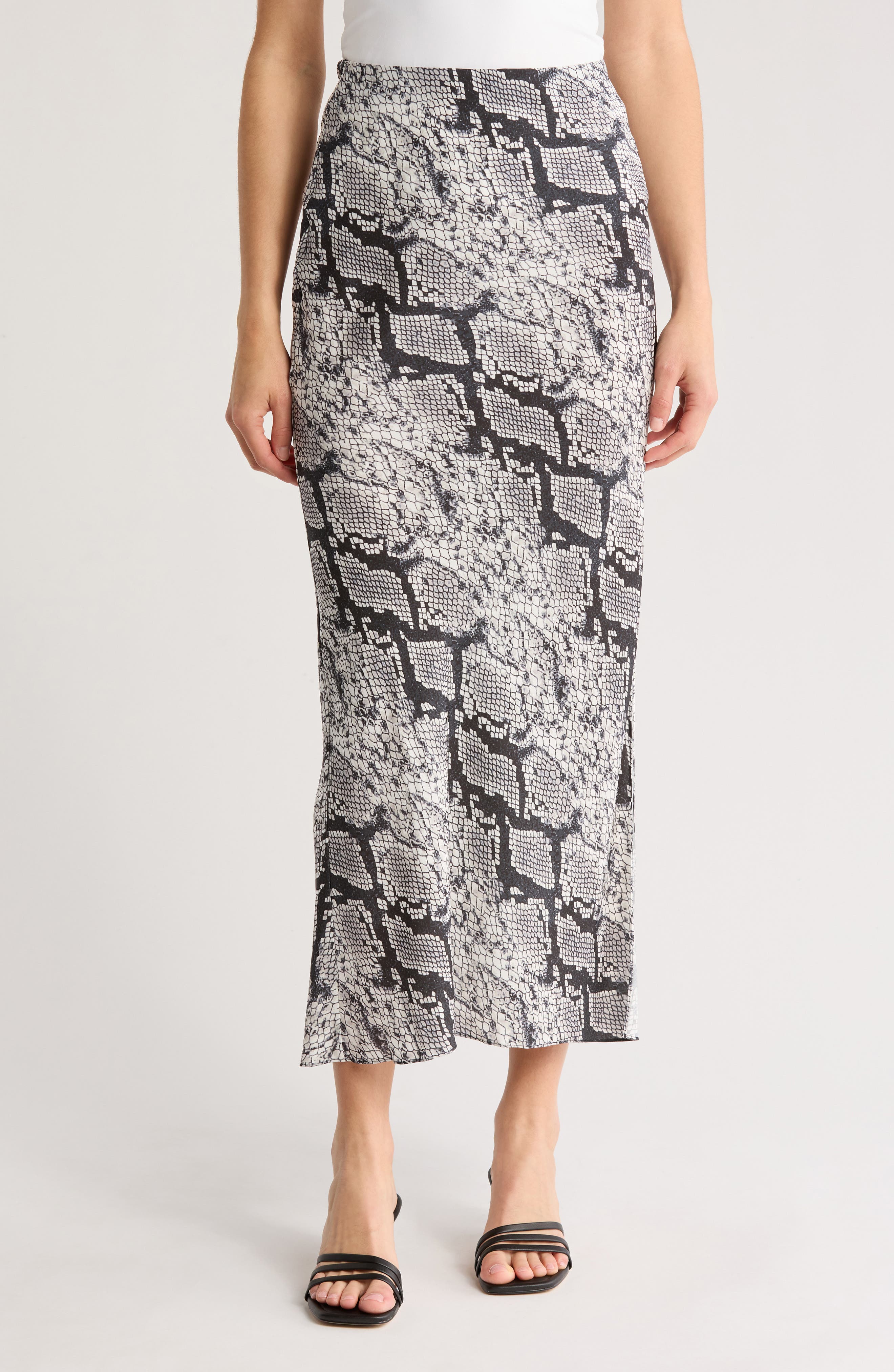 Theory Snakeskin Print Silk Slip Skirt