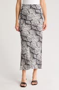 Theory Snakeskin Print Silk Slip Skirt
