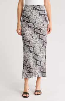 Theory Snakeskin Print Silk Slip Skirt