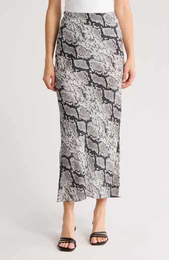 Theory Snakeskin Print Silk Slip Skirt