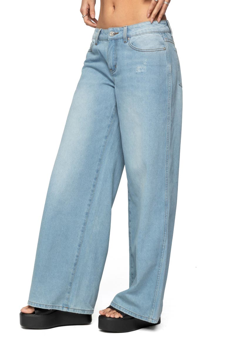 Ripley Ripped Low Rise Wide Leg Jeans, Alternate, color, BLUE