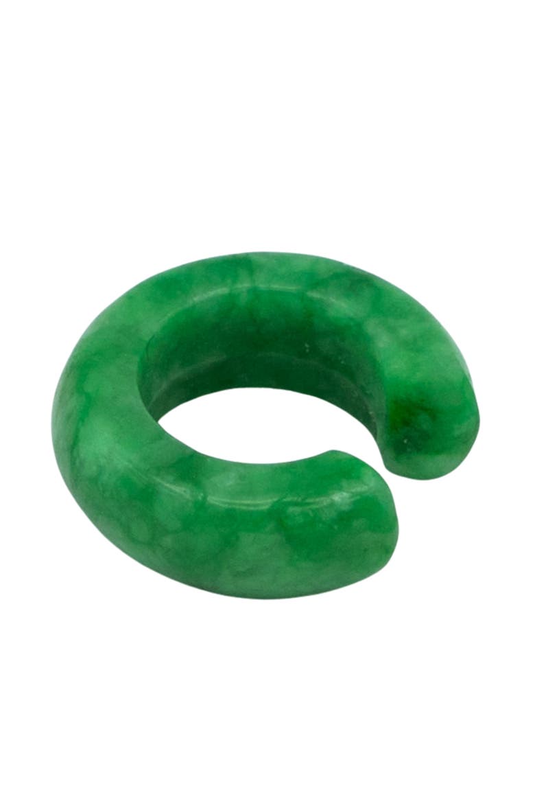 Abby Single Jade Cuff Earring in White, Main, color, Green