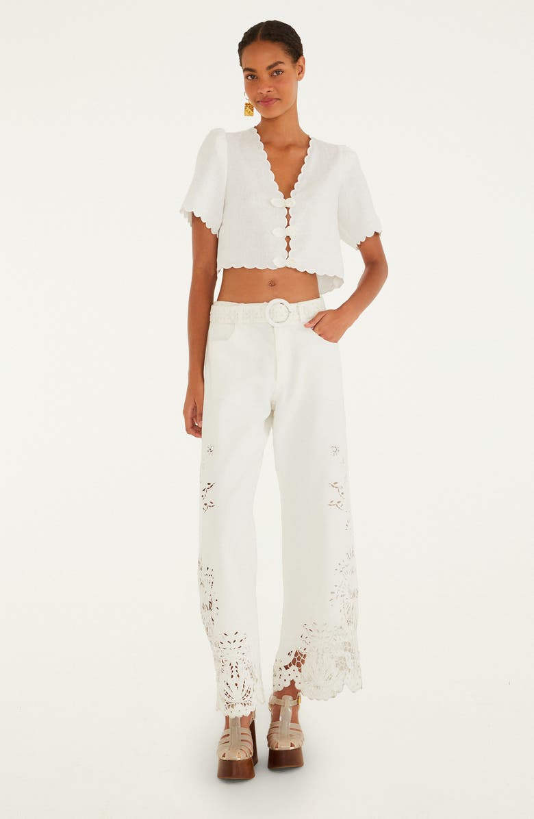 FARM Rio Roses Scallop Crop Top, Alternate, color, Off-White