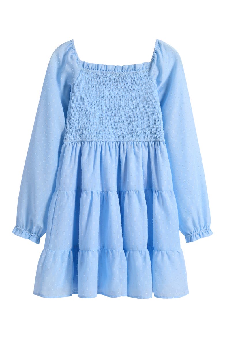 Kids' Smocked Long Sleeve Dress, Alternate, color, PERI BLUE