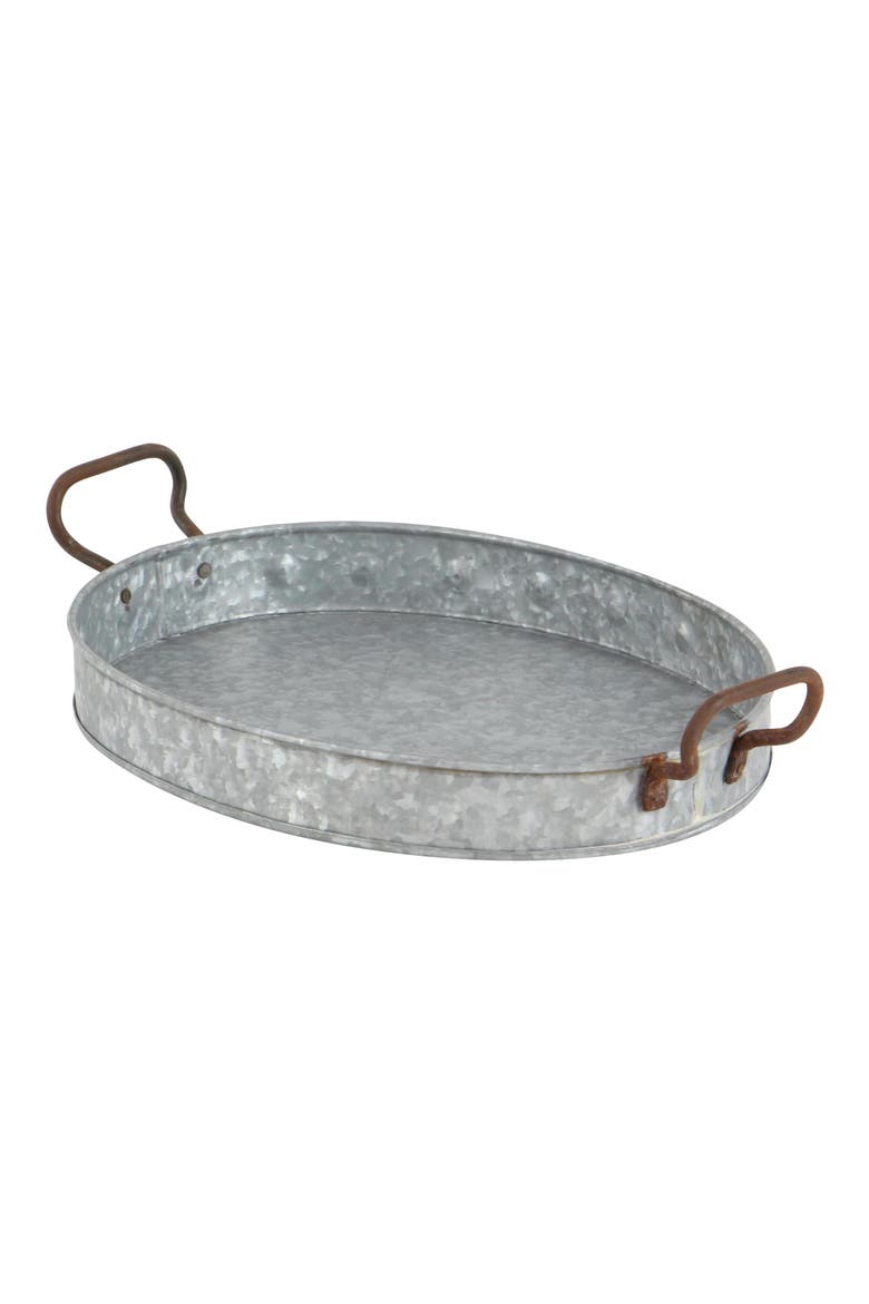 Farmhouse Set of 3 Metal Trays, Alternate, color, GRAY