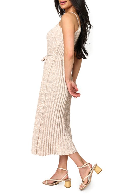 Gibsonlook Pleated Midi Dress In Latte Animal Dot