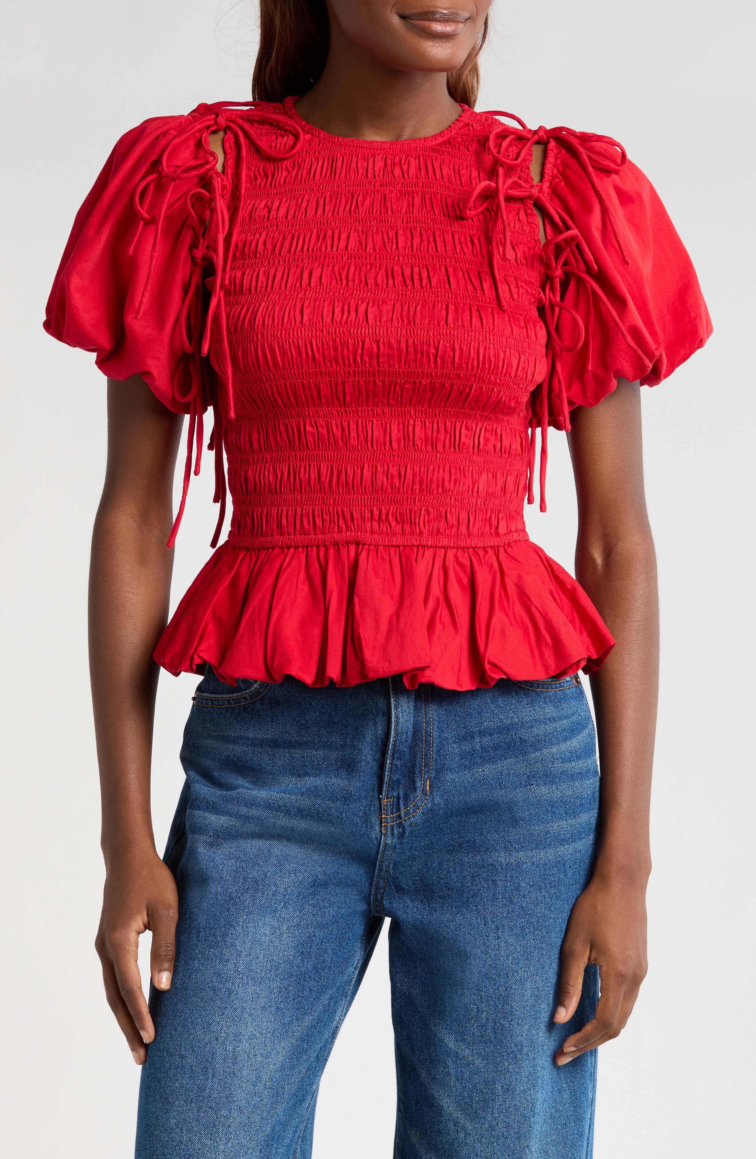 Damson Madder Becca Puff Sleeve Organic Cotton Top