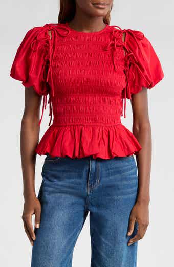 Damson Madder Becca Puff Sleeve Organic Cotton Top