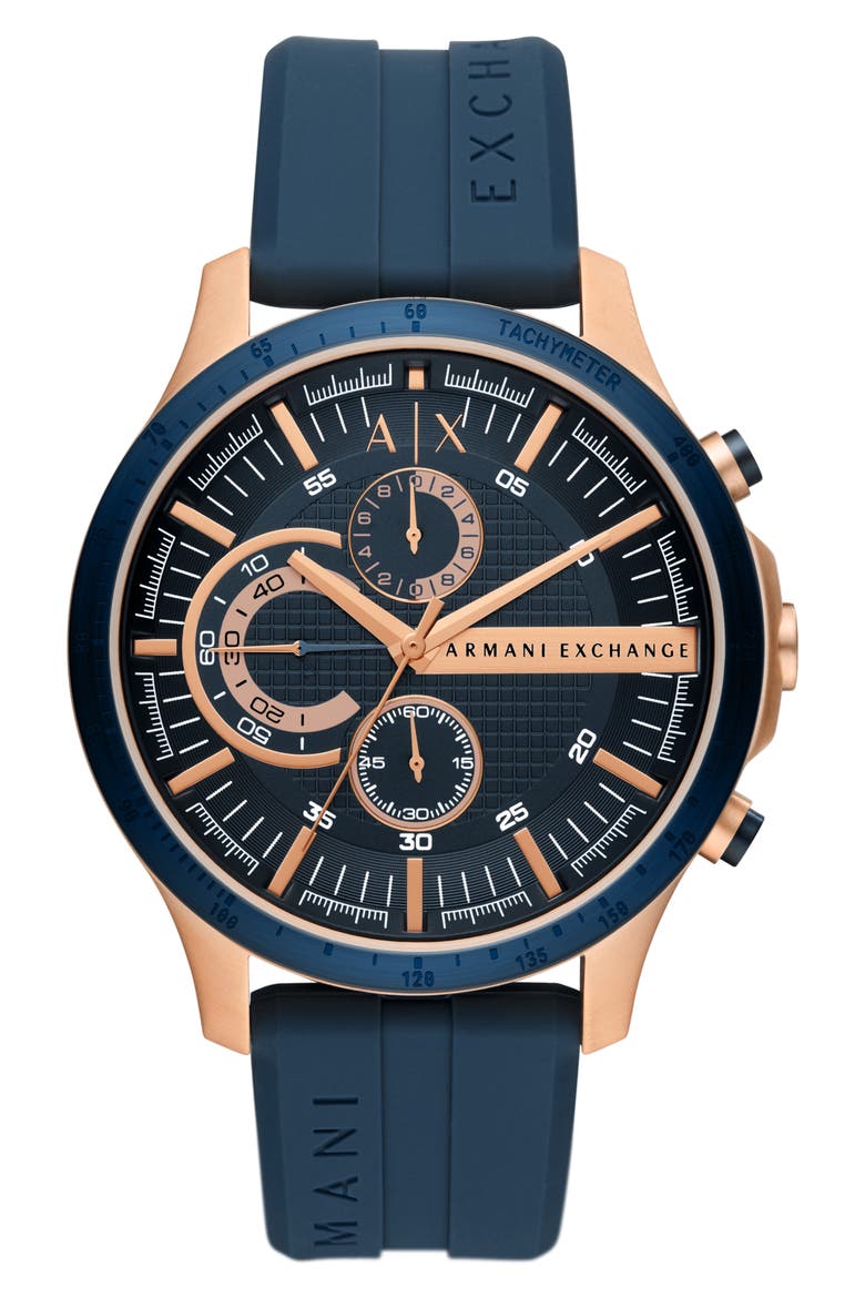 Chronograph Leather Strap Watch, 44mm, Main, color, ROSE GOLD