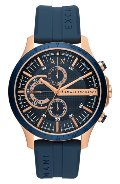 Chronograph Leather Strap Watch, 44mm