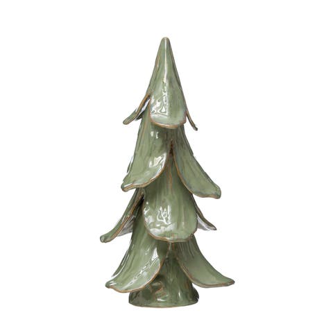 Handmade Stoneware Tree, Reactive Glaze Finish