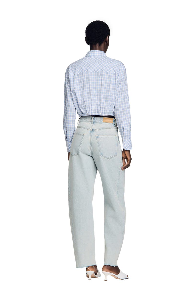 SANDRO Faded barrel cotton jeans, Alternate, color, Sky Blue