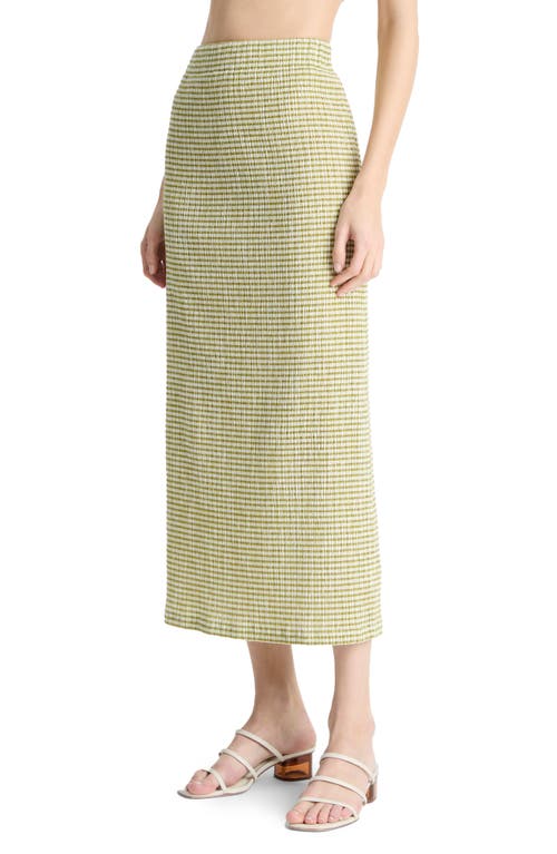 Vince Checked Smocked Midi Skirt In Herbaria Combo
