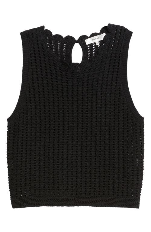 Frame Womens The Tulip Open-knit Cotton Tank Top Black In Black