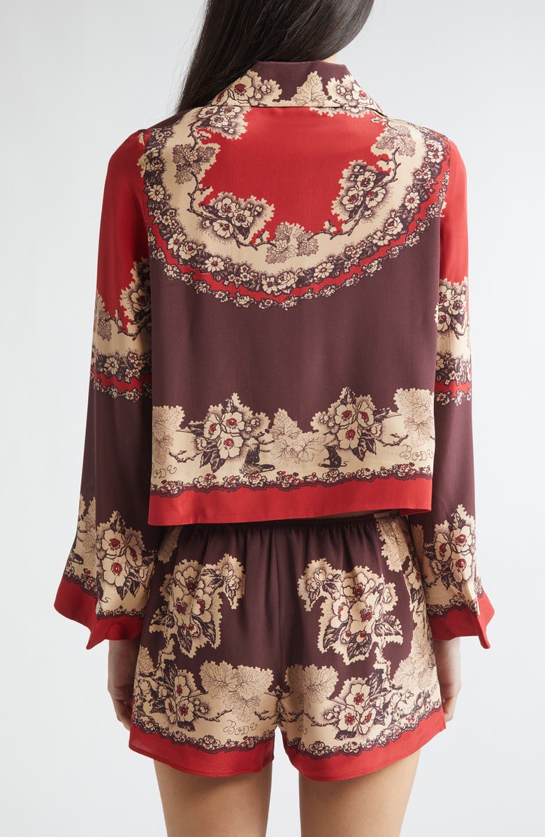 Bode Storybook Silk Jacket, Alternate, color, Red Black