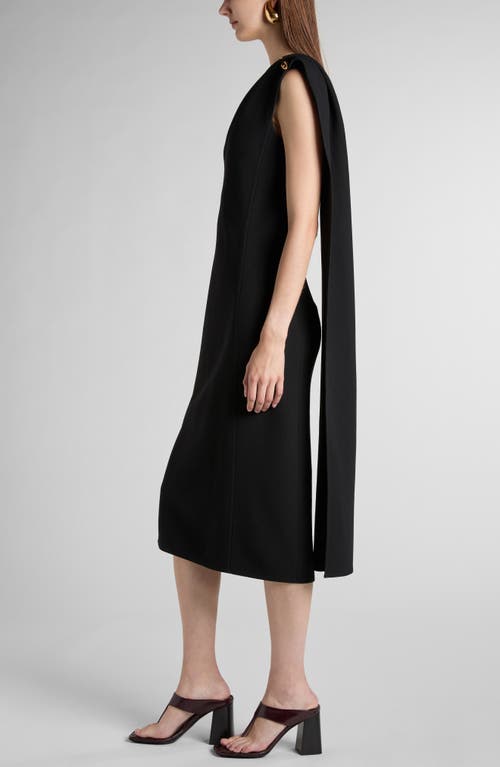 Shop Bottega Veneta Knot Detail Draped One Shoulder Crepe Dress In Black