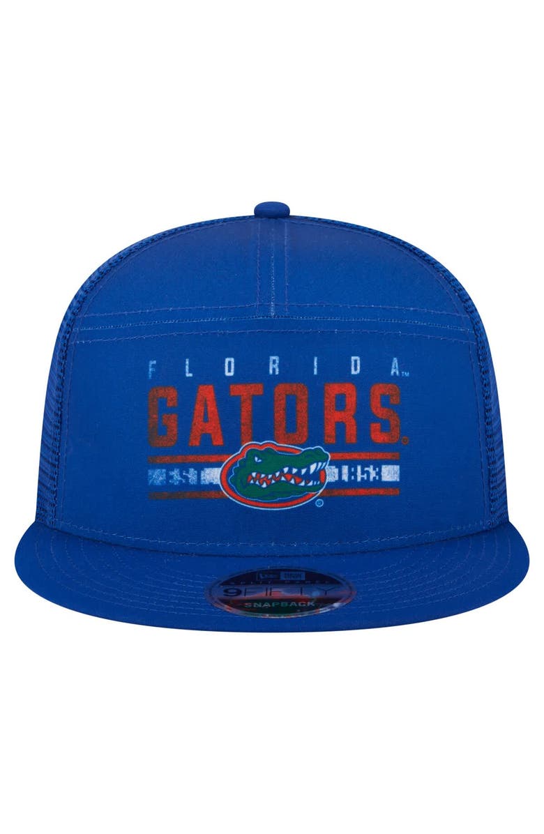 New Era Men's New Era Royal Florida Gators Split Panel 9FIFTY Snapback Trucker Hat, Alternate, color, Royal