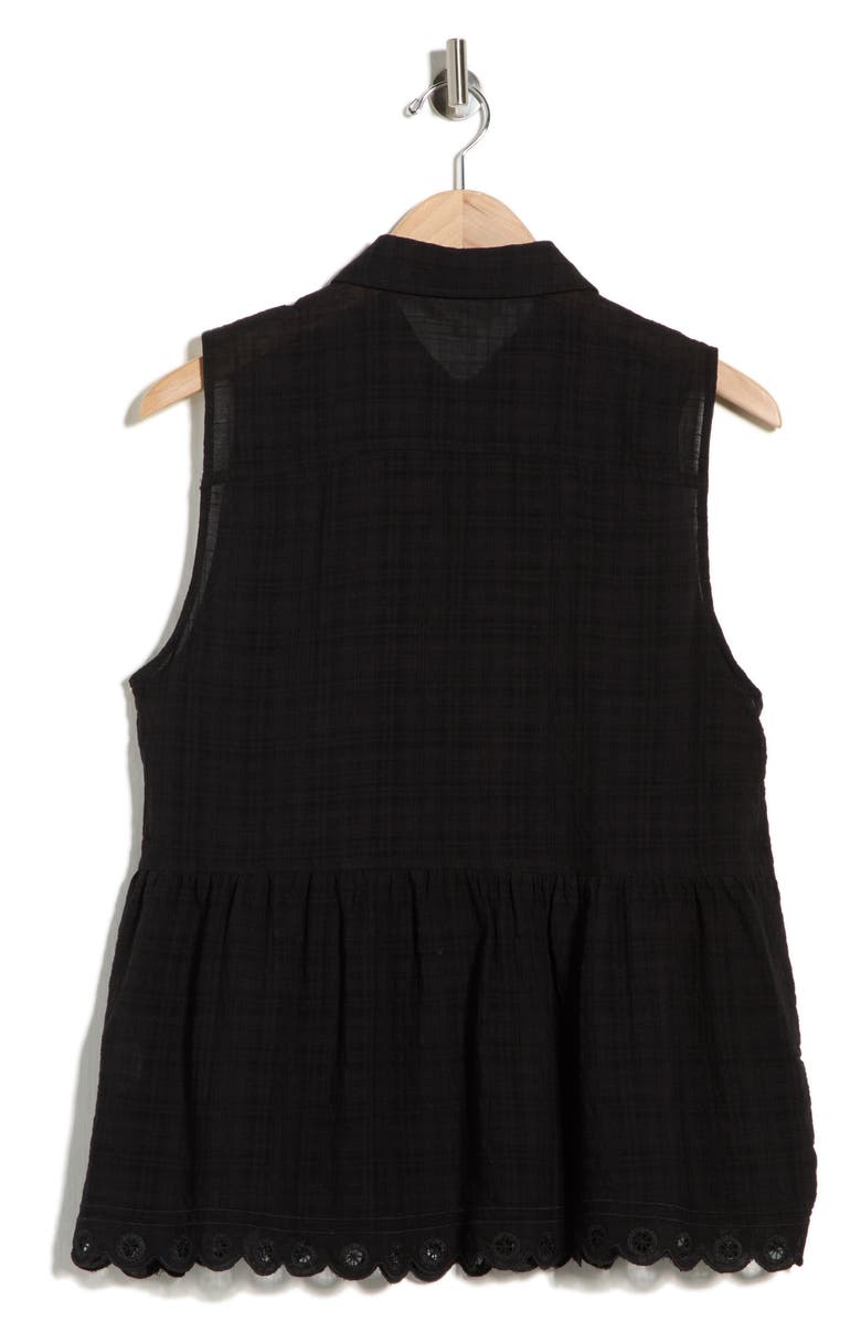 MAX STUDIO Sleeveless Button Front Eyelet Top, Alternate, color, Black