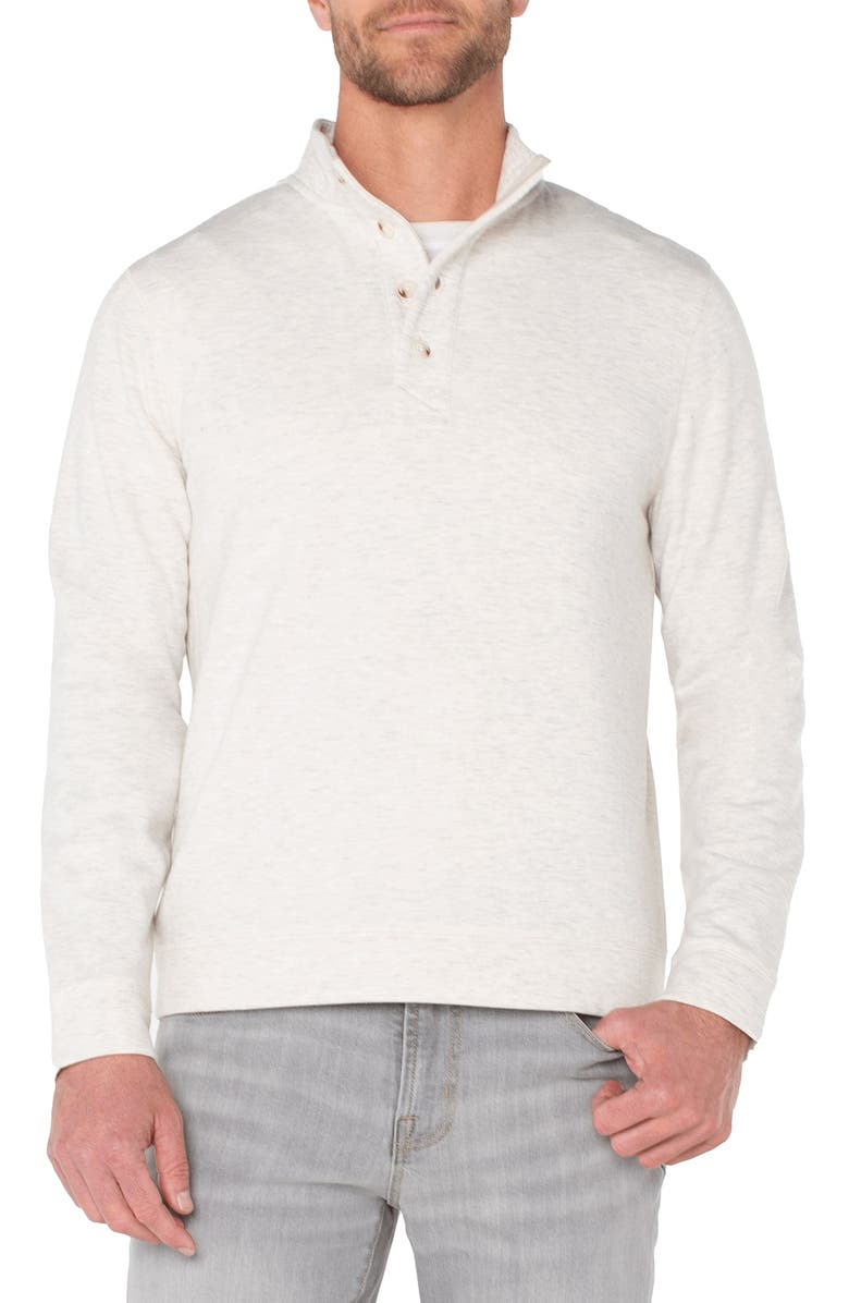 Liverpool Quarter Button Mock Neck Top, Main, color, Ivory/ Grey Multi