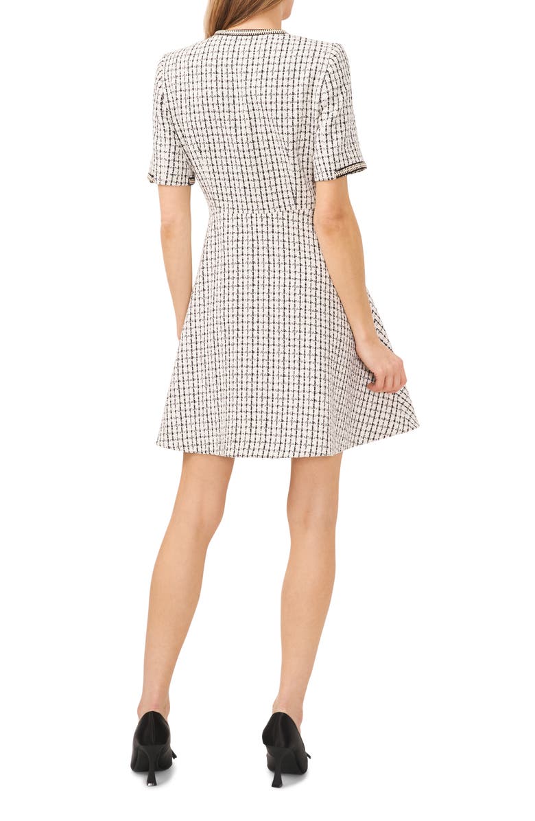 CeCe Short Sleeve Tweed Fit & Flare Dress, Alternate, color, 