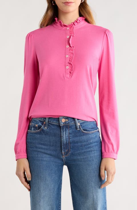 Ruffle Detail Henley Shirt