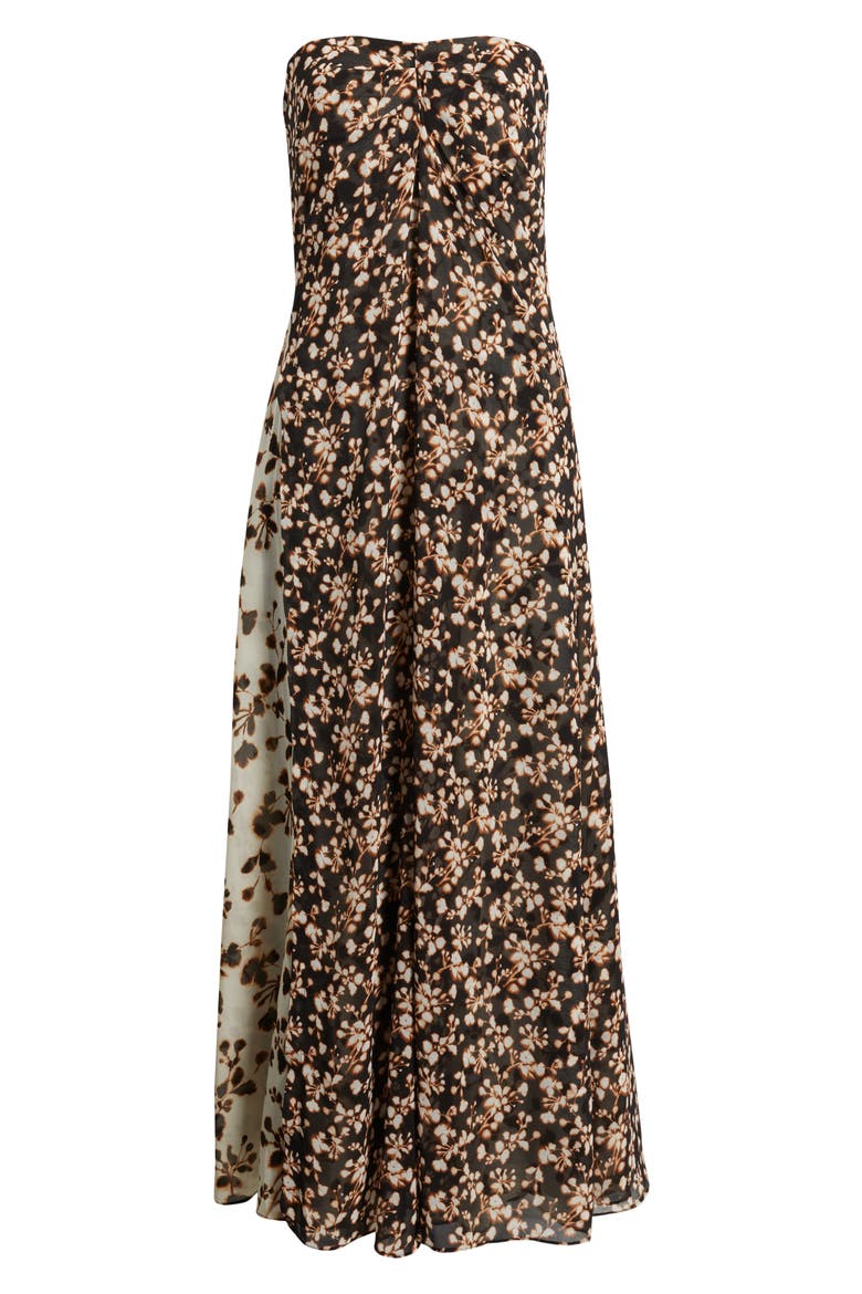 Seleste Floral Strapless Maxi Dress, Alternate, color, RICH BLACK