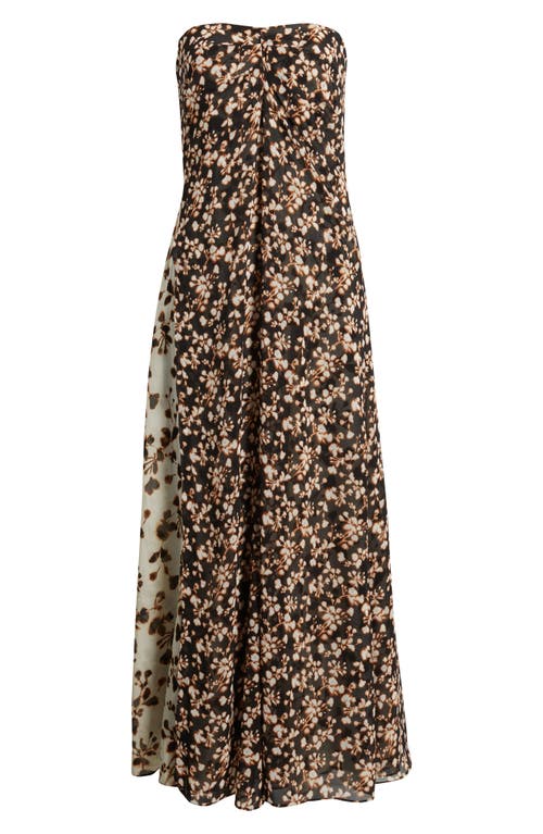 Parker Seleste Floral Strapless Maxi Dress In Black