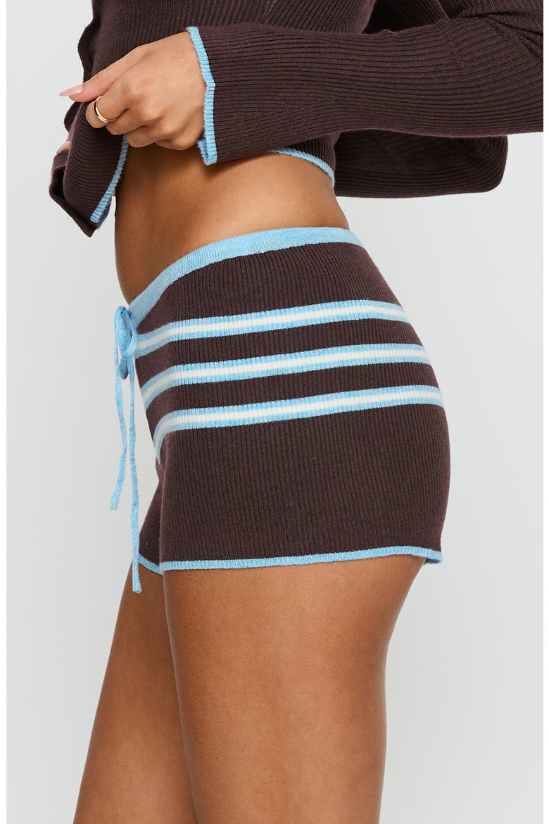 Blaiza Low Rise Knit Shorts, Alternate, color, BLUE / BROWN STRIPE