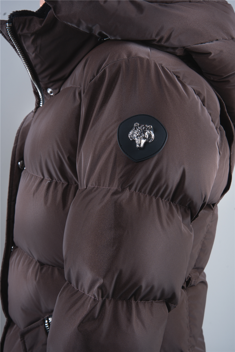 Women's Penguin Long Length Quilted Coat, Alternate, color, MOCHA DIAMOND