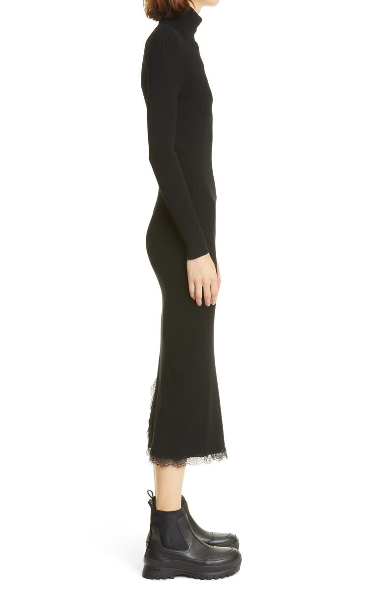 RED Valentino Lace Trim Turtleneck Long Sleeve Sweater Dress, Alternate, color, 