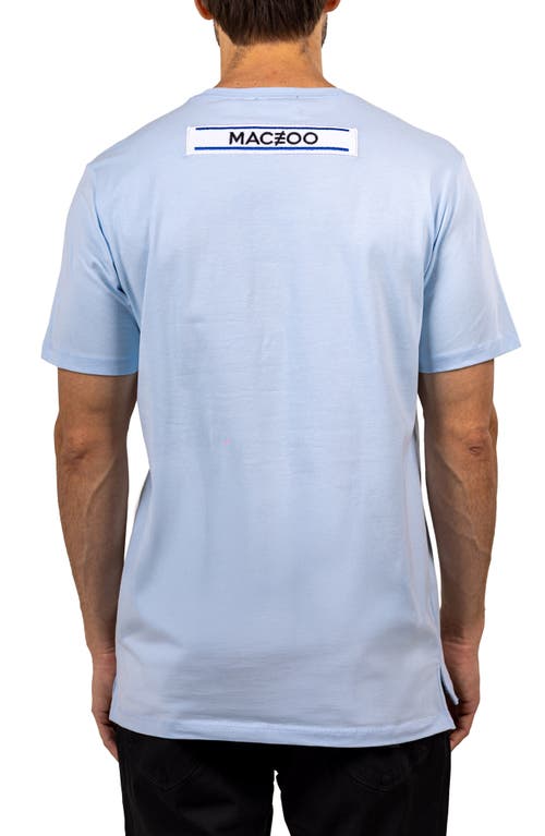 Maceoo Baron Lightblue Logo Patch Stretch Cotton T-shirt In Blue