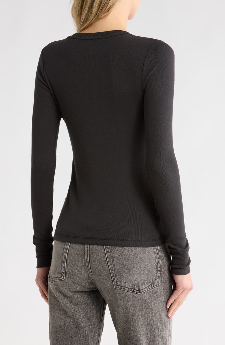 rag & bone Essie Rib Henley, Alternate, color, Black