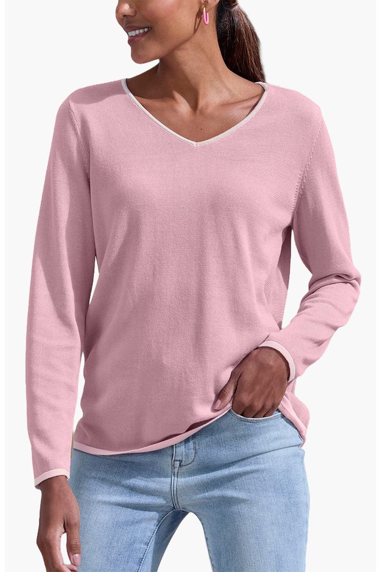 Contrast Trim Sweater, Main, color, Mauve Rose