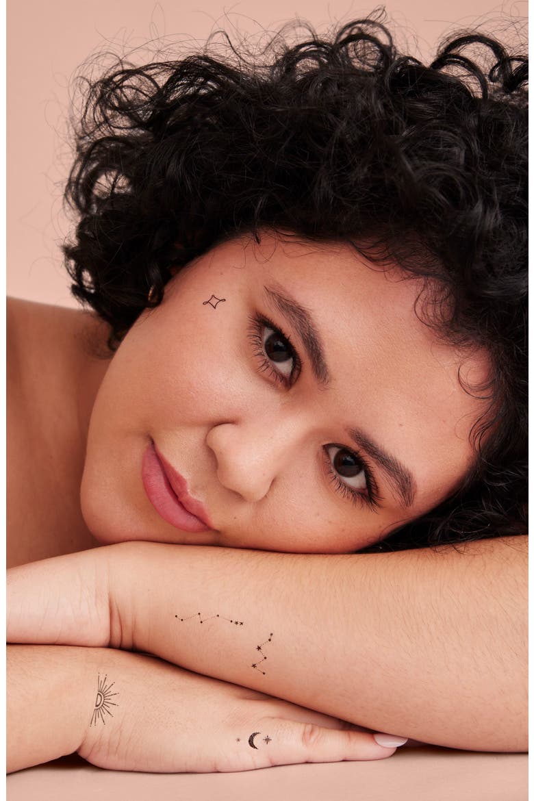 Celestial Temporary Tattoos, Alternate, color, BLACK