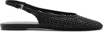 Braided Faux Leather Slingback Flat