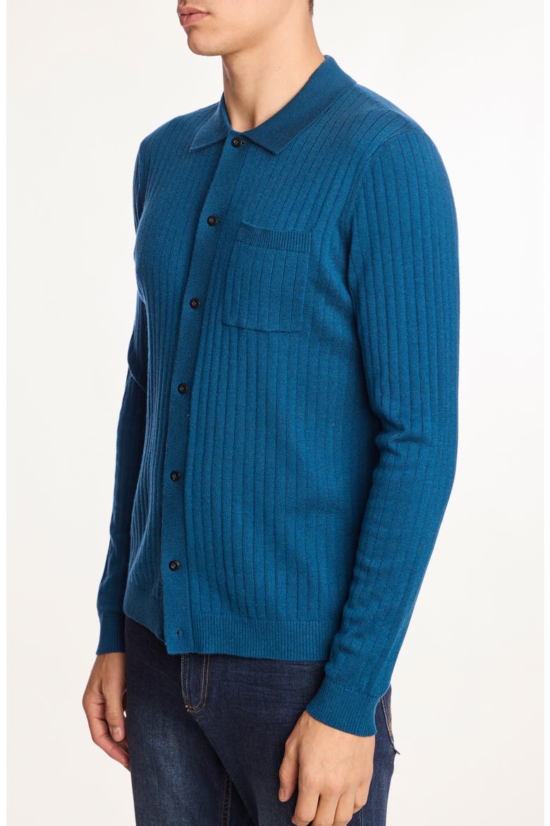 Rib Button-Up Polo, Alternate, color, TRANSFORMATIVE TEAL