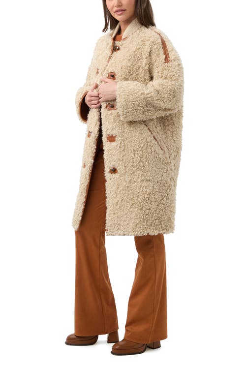 Trina Turk Spartan Reversible Faux Shearling And Faux Suede Coat In Brown